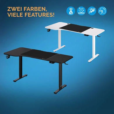 Höhenverstellbarer Schreibtisch Schwarz oder Weiß 160 x 75 x 73-118 cm