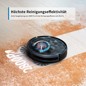 Saugroboter (125,- netto) – Leistungsstarker 2800 Pa Staubsauger Roboter mit App-Steuerung, HEPA-Filter & Automatischer Navigation für Tierhaare und Teppiche