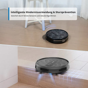 Saugroboter (125,- netto) – Leistungsstarker 2800 Pa Staubsauger Roboter mit App-Steuerung, HEPA-Filter & Automatischer Navigation für Tierhaare und Teppiche