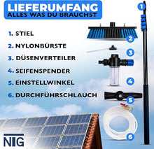 Laden Sie das Bild in den Galerie-Viewer, Teleskopwaschbürste mit Wasseranschluss 4,6 oder 7 m Länge. Für Fenster, Solaranlagen usw.