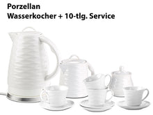 Laden Sie das Bild in den Galerie-Viewer, Porzellan-Wasserkocher 1,7 Liter, 1500W mit komplettem Kaffee-/Tee-Service