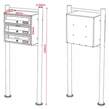 Laden Sie das Bild in den Galerie-Viewer, Briefkastenanlage 3er Standanlage Weiß 3 Fächer.