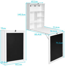 Laden Sie das Bild in den Galerie-Viewer, Wandklapptisch Bartisch Schreibtisch Computertisch klappbar mit Tafel. Schwarz oder weiß. (Weiß mit Kreidetafel)