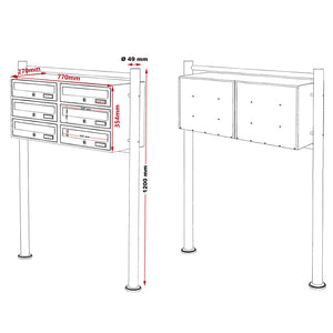 Briefkastenanlage Doppel 6er Standanlage Weiß 6 Fächer (2x3)