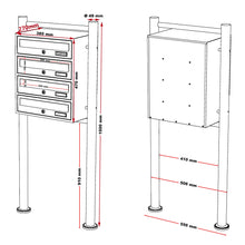 Laden Sie das Bild in den Galerie-Viewer, Briefkastenanlage 4er Standanlage Schwarz 4 Fächer.