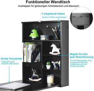 Wandklapptisch Bartisch Schreibtisch Computertisch klappbar mit Tafel. Schwarz oder weiß. (Weiß mit Kreidetafel)