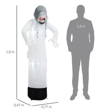 Halloween Geisterhexe 190 cm mit roten Augen aufblasbar Hexen mit LED-Lichtern