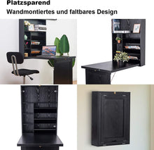 Laden Sie das Bild in den Galerie-Viewer, Wandklapptisch Bartisch Schreibtisch Computertisch klappbar mit Tafel. Schwarz oder weiß. (Weiß mit Kreidetafel)