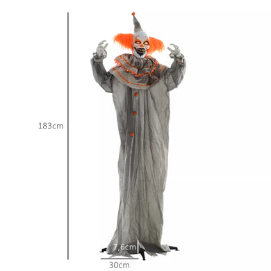 Halloween Dekoration Stehender Clown 183cm mit LED-Lichter Soundfunktion