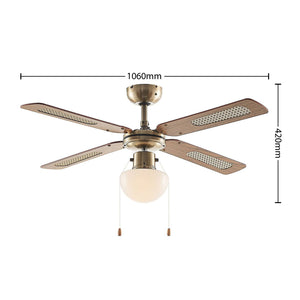 Deckenventilator mit Lampe. Rustikal. Gold. Vintage. Mit LED.