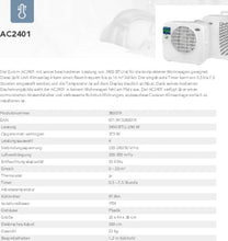 Laden Sie das Bild in den Galerie-Viewer, Klimaanlage Splitgerät. Mobil. Für Wohnmobile, Wohnwagen, Reisemobile. 2400 BTU.