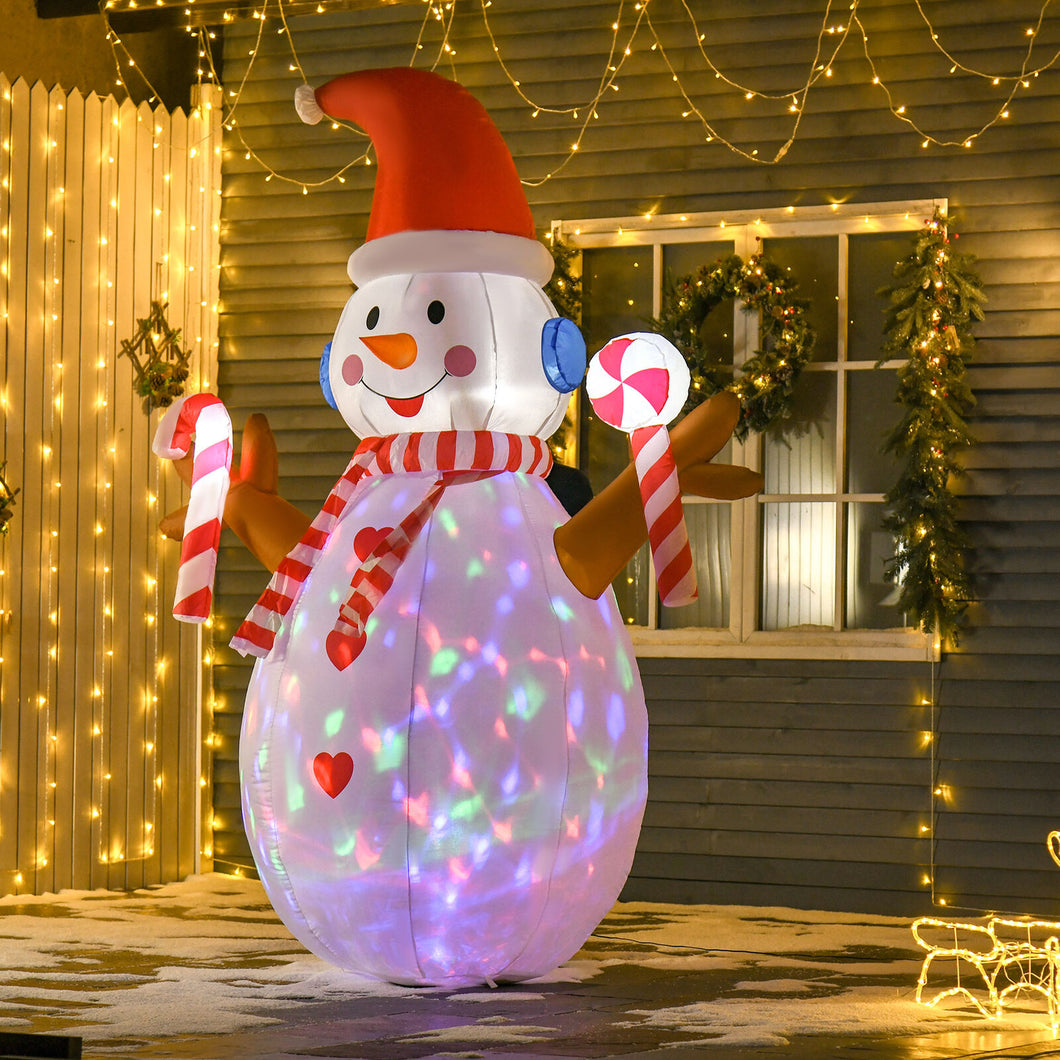 Aufblasbarer Schneemann mit rotierender Beleuchtung, 240 cm mit LED-Beleuchtung. Weihnachten Deko Luftfigur